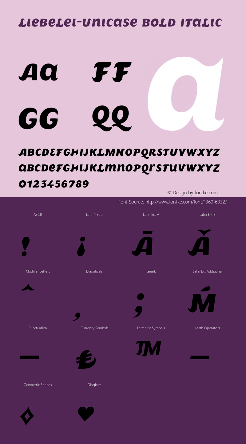 Liebelei-Unicase Bold Italic Version 3.000;FEAKit 1.0图片样张