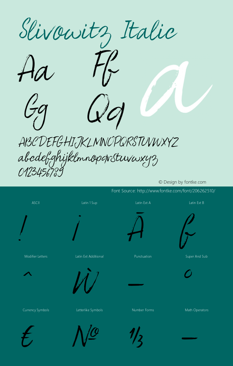 Slivowitz Italic Version 1.000图片样张