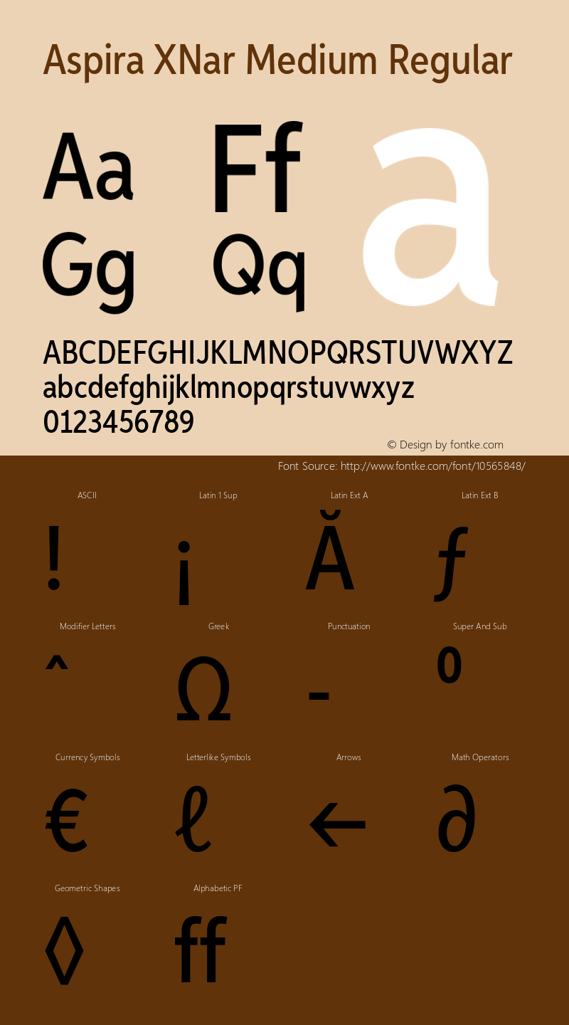 Aspira XNar Medium Regular Version 1.05          UltraPrecision Font图片样张