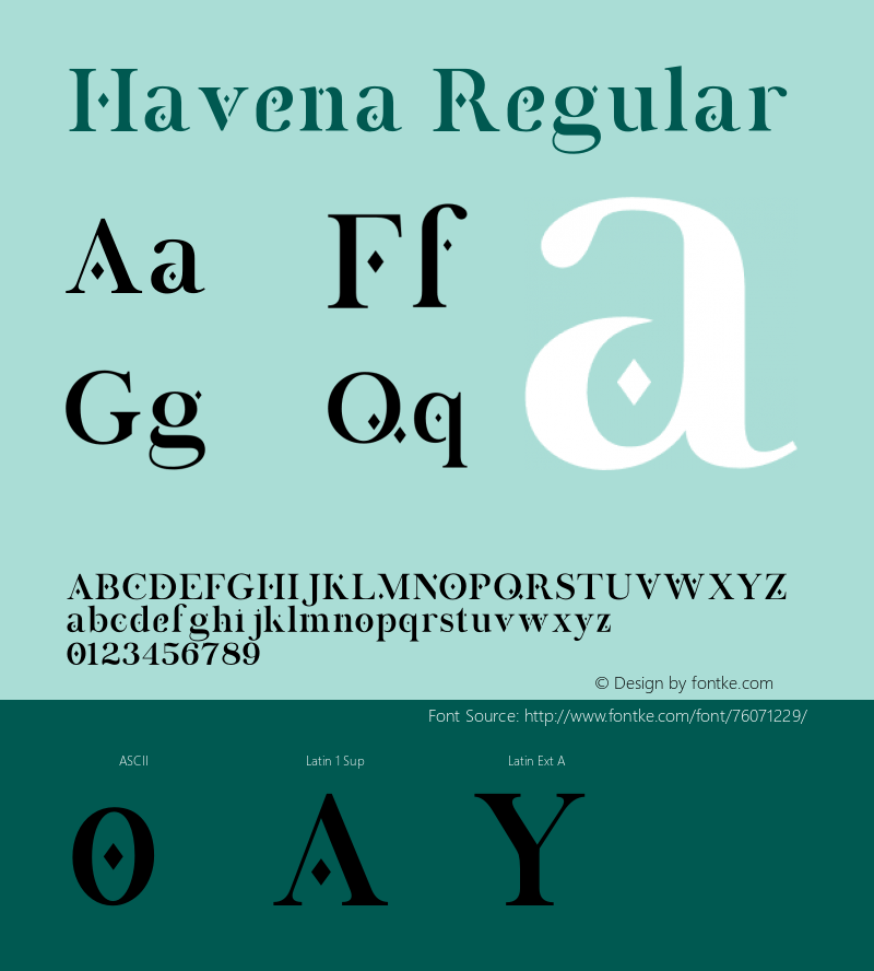 Havena Version 1.001;Fontself Maker 3.5.1图片样张