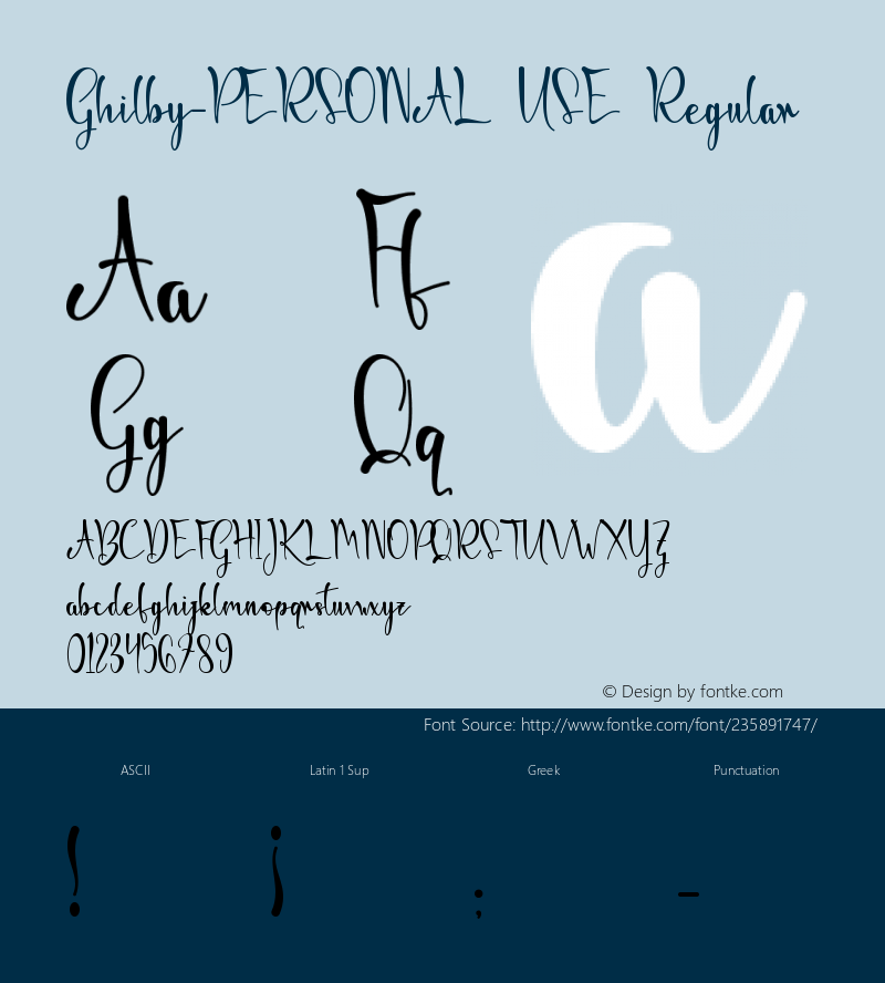 Ghilby-PERSONAL USE Version 1.00;June 20, 2021;FontCreator 13.0.0.2683 32-bit图片样张