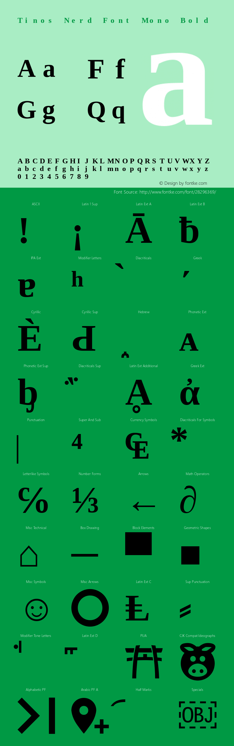 Tinos Bold Nerd Font Complete Mono Version 1.23图片样张