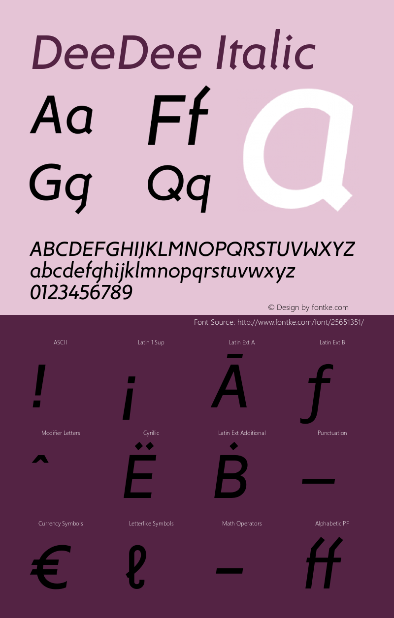 DeeDee Italic Version 1.000 | wf-r图片样张