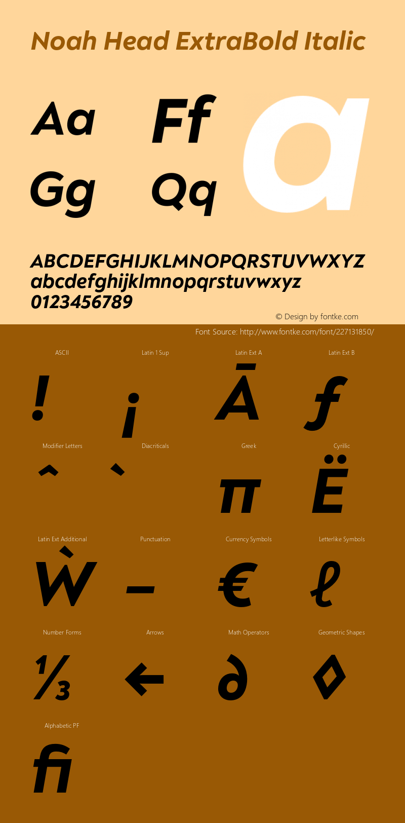 Noah Head ExtraBold Italic Version 1.000;PS 001.000;hotconv 1.0.88;makeotf.lib2.5.64775图片样张
