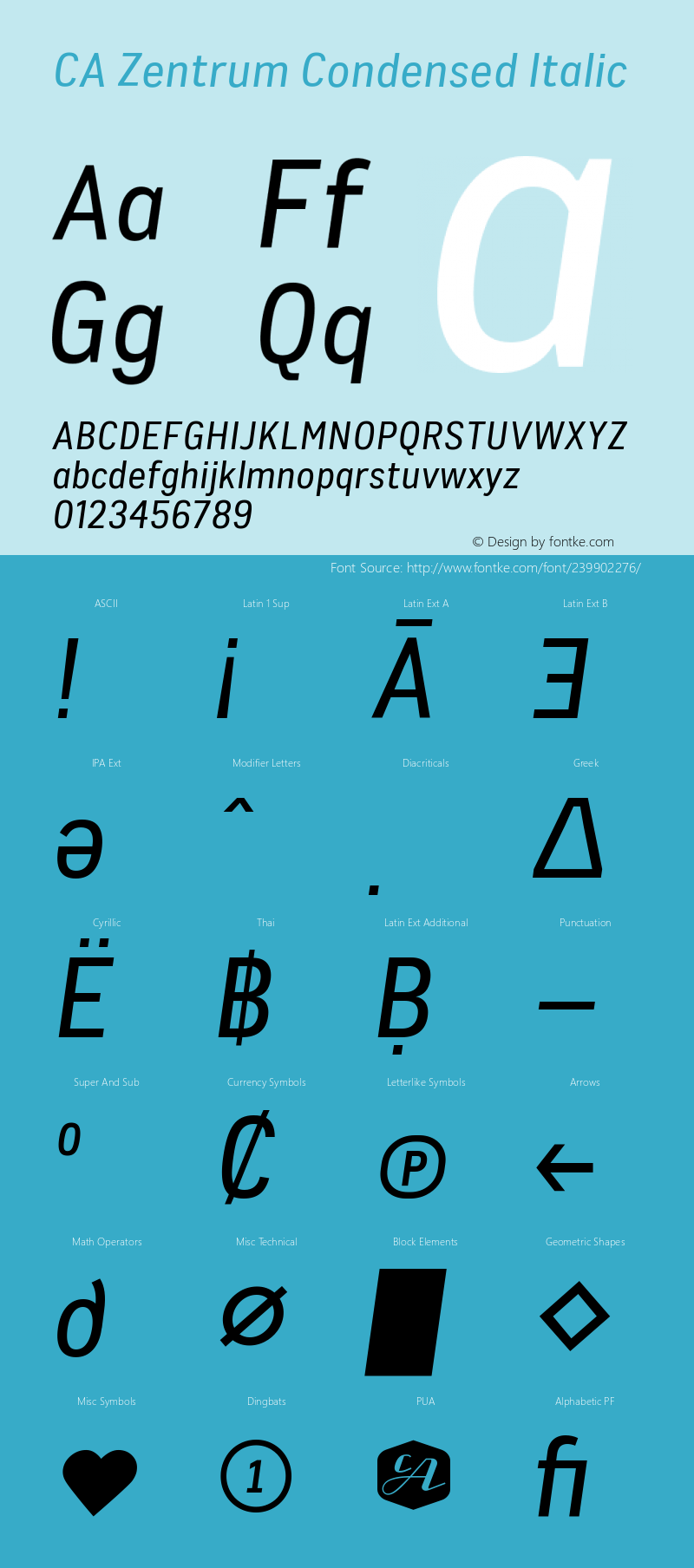 CA Zentrum Condensed Italic Version 1.012图片样张