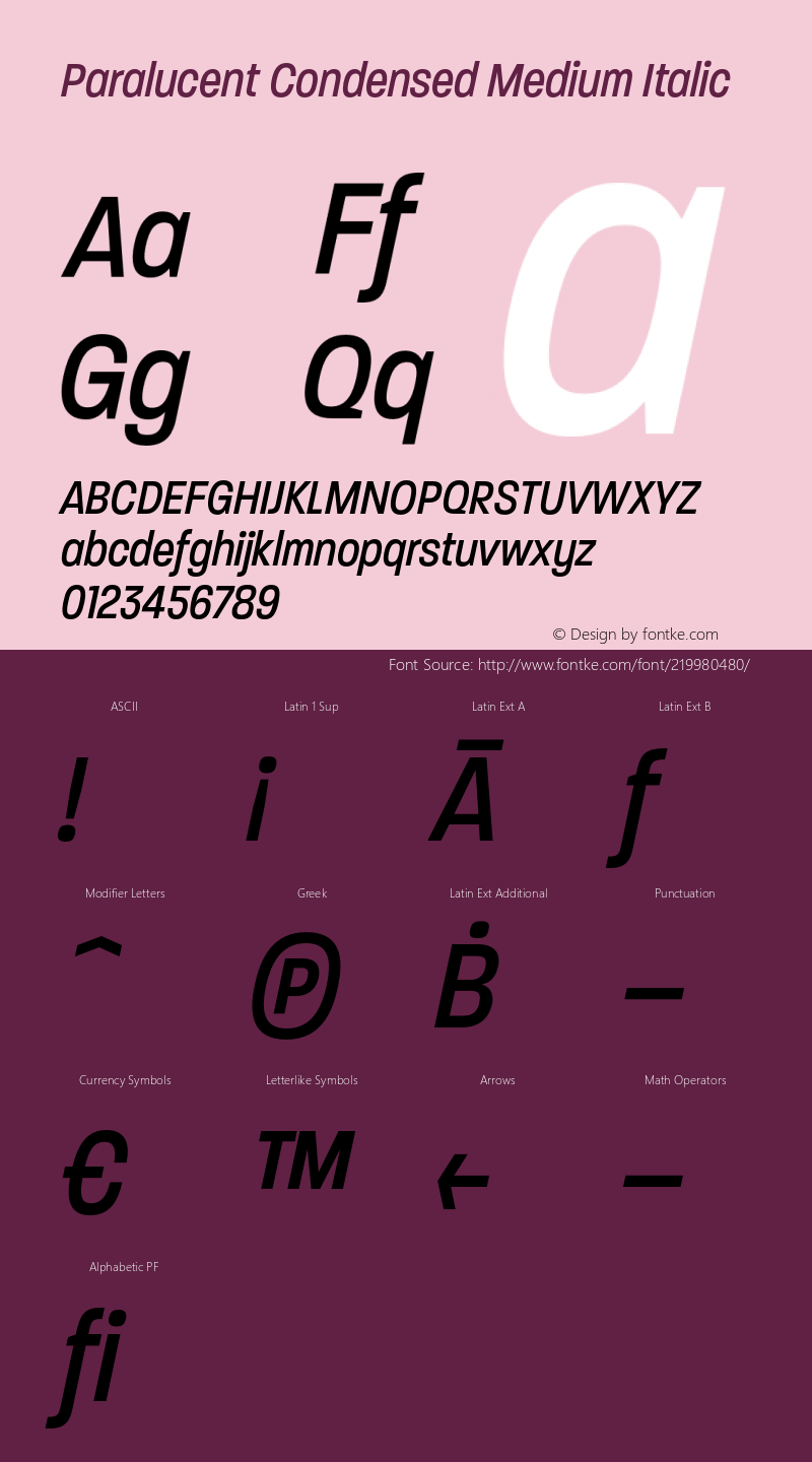 Paralucent Condensed Medium Italic Version 4.000;hotconv 1.0.109;makeotfexe 2.5.65596图片样张