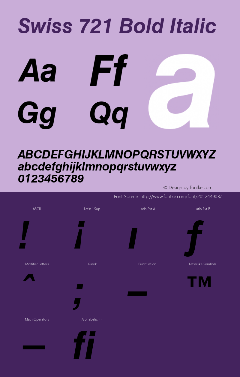 Swiss 721 Bold Italic Version 003.001图片样张