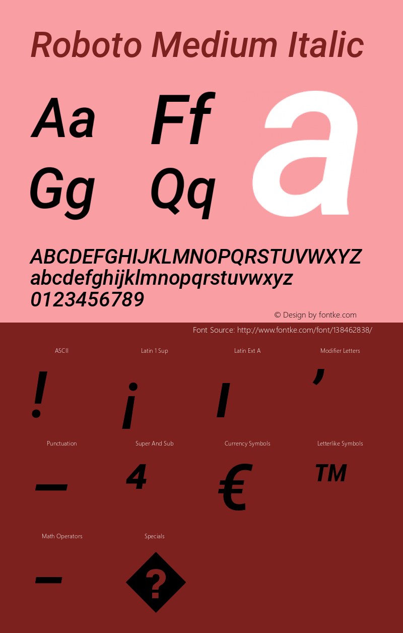 Roboto Medium Italic Version 2.137; 2017图片样张