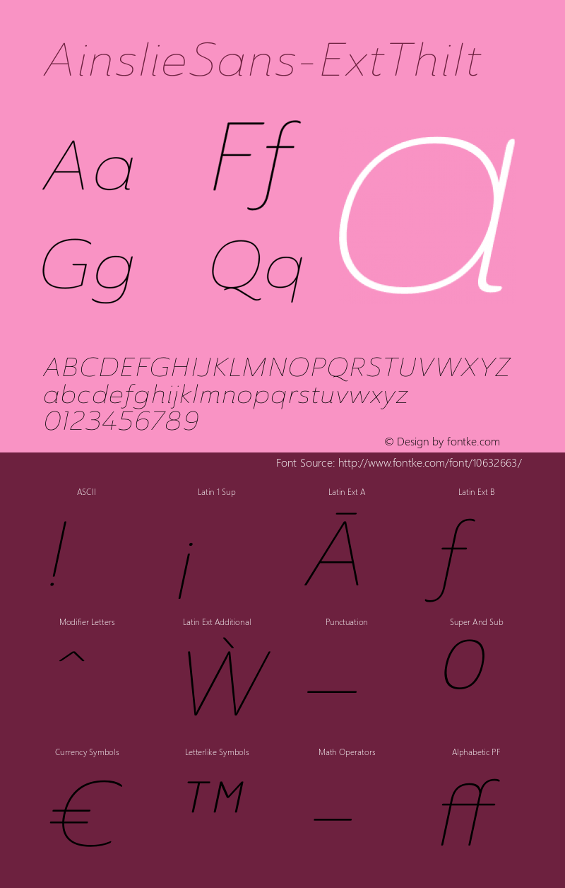 AinslieSans-ExtThiIt ☞ Version 1.000;com.myfonts.easy.insigne.ainslie-sans.extd-thin-italic.wfkit2.version.4kiN图片样张