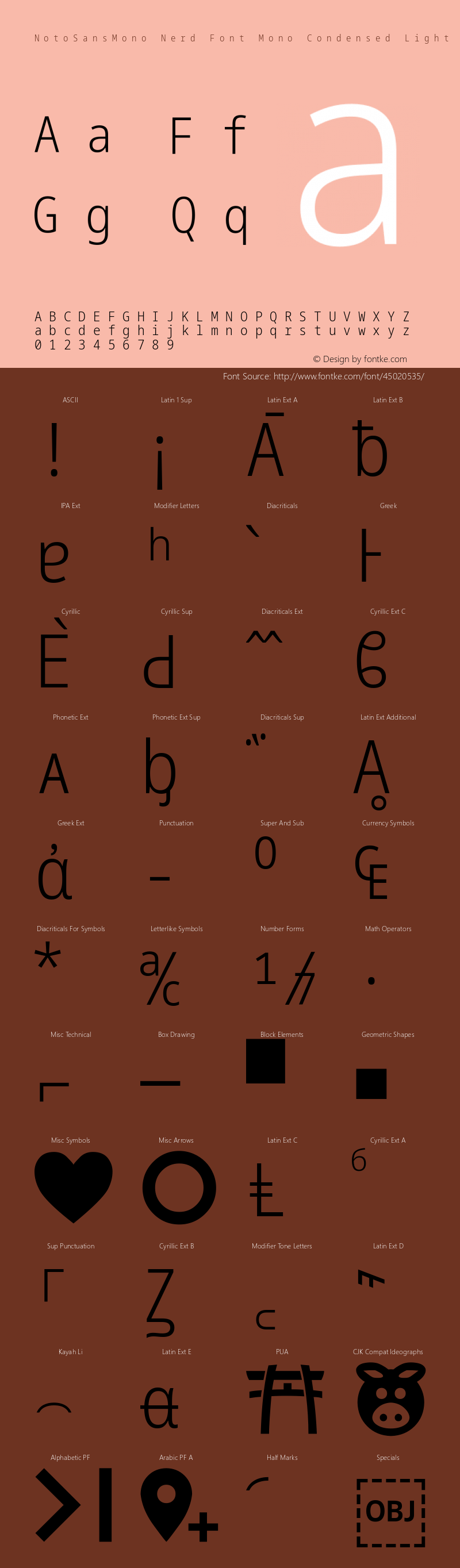 Noto Sans Mono Condensed Light Nerd Font Complete Mono Version 2.000;GOOG;noto-source:20170915:90ef993387c0; ttfautohint (v1.7)图片样张