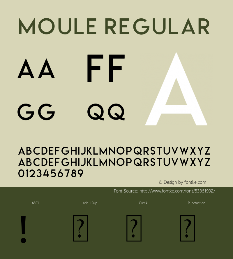 Moule Version 1.00;January 24, 2020;FontCreator 11.5.0.2422 64-bit图片样张