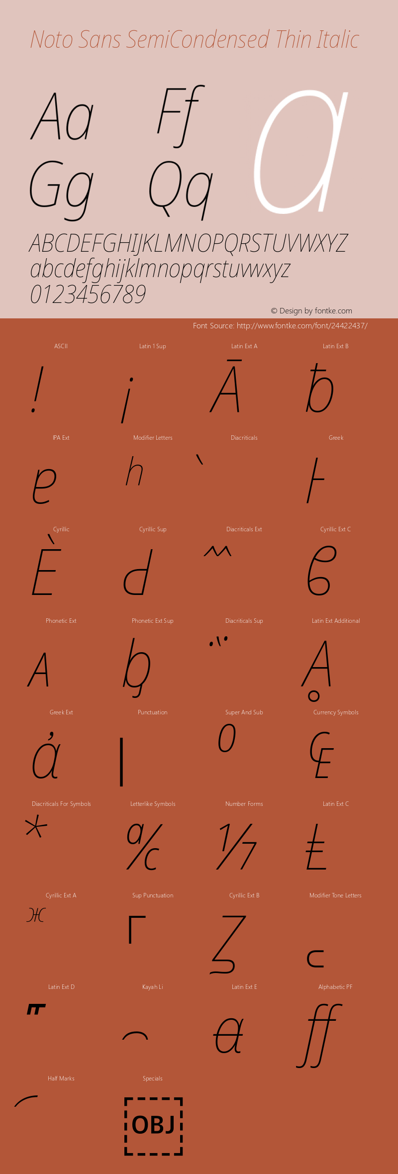 Noto Sans SemiCondensed Thin Italic Version 2.000图片样张