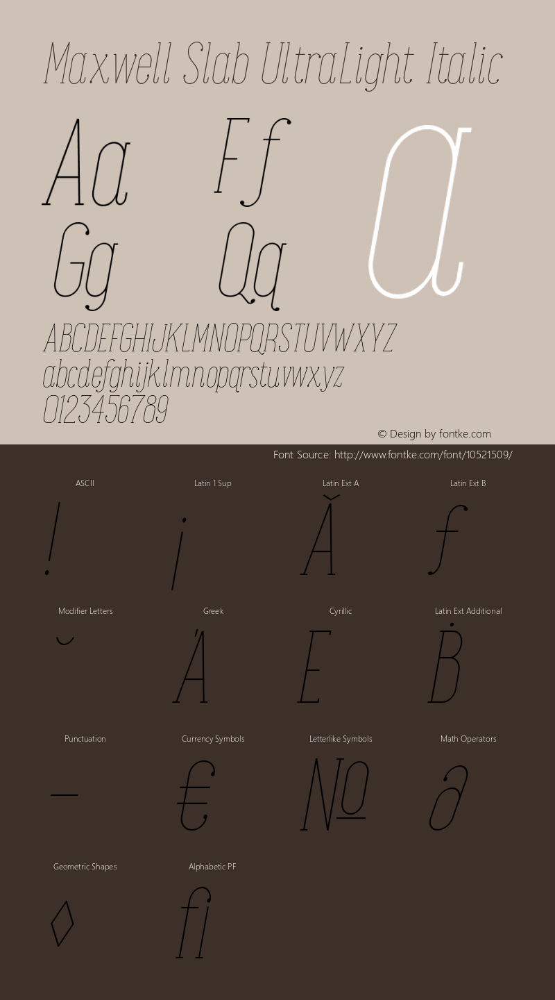 Maxwell Slab UltraLight Italic Version 1.000图片样张