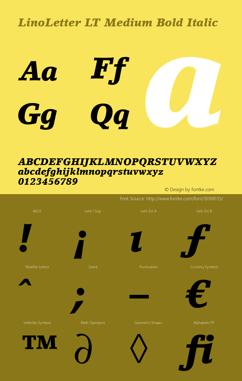 LinoLetter LT Medium Bold Italic Version 6.1; 2002图片样张