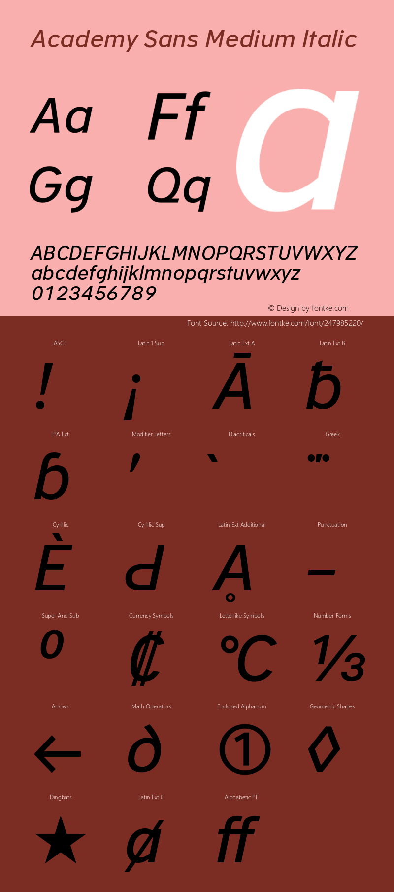 Academy Sans Medium Italic Version 2.001图片样张