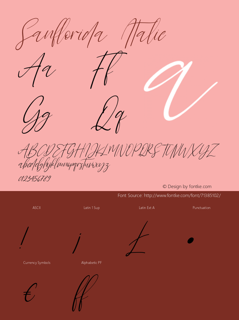 Sanflorida Italic Version 1.00;August 3, 2020;FontCreator 12.0.0.2563 64-bit图片样张