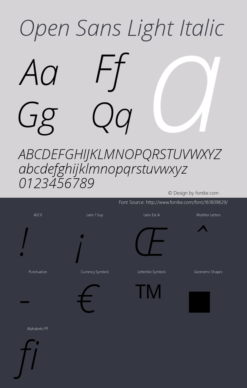 Open Sans Light Italic Version 1.10图片样张