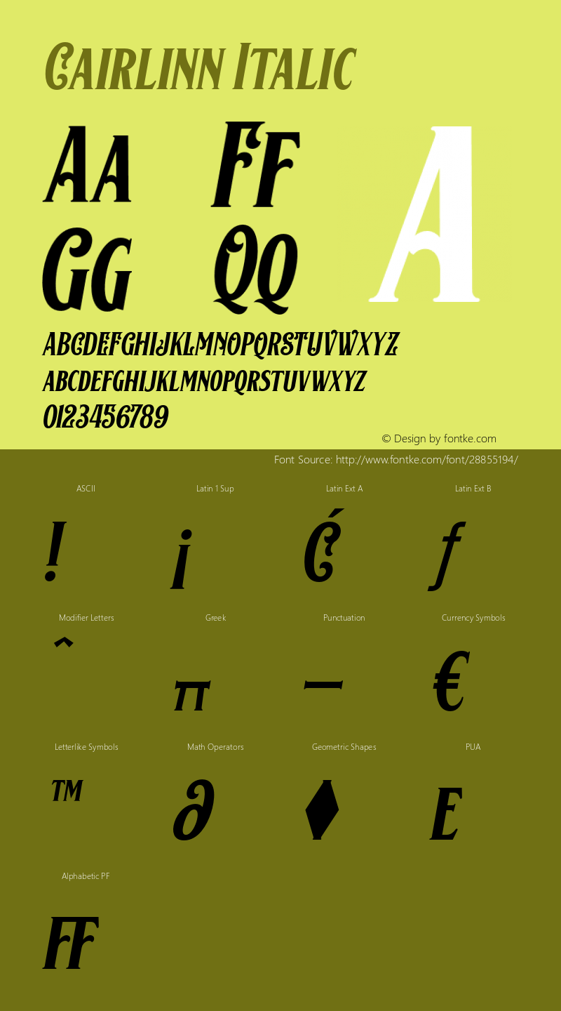 Cairlinn-Italic Version 1.000图片样张