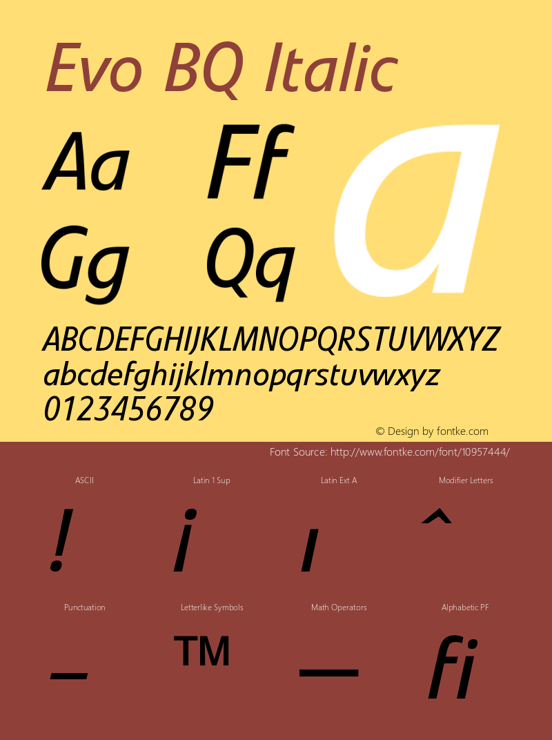 Evo BQ Italic Version 001.000图片样张