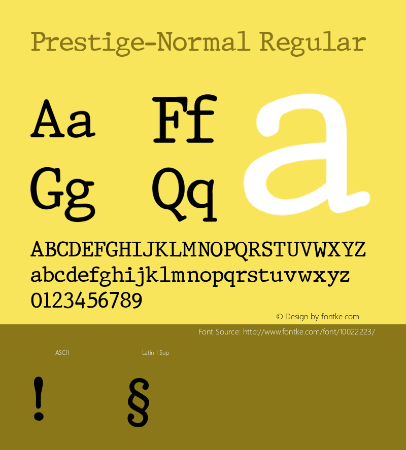 Prestige-Normal Regular Converted from c:\windows\system\PRESTIGN.TF1 by ALLTYPE图片样张