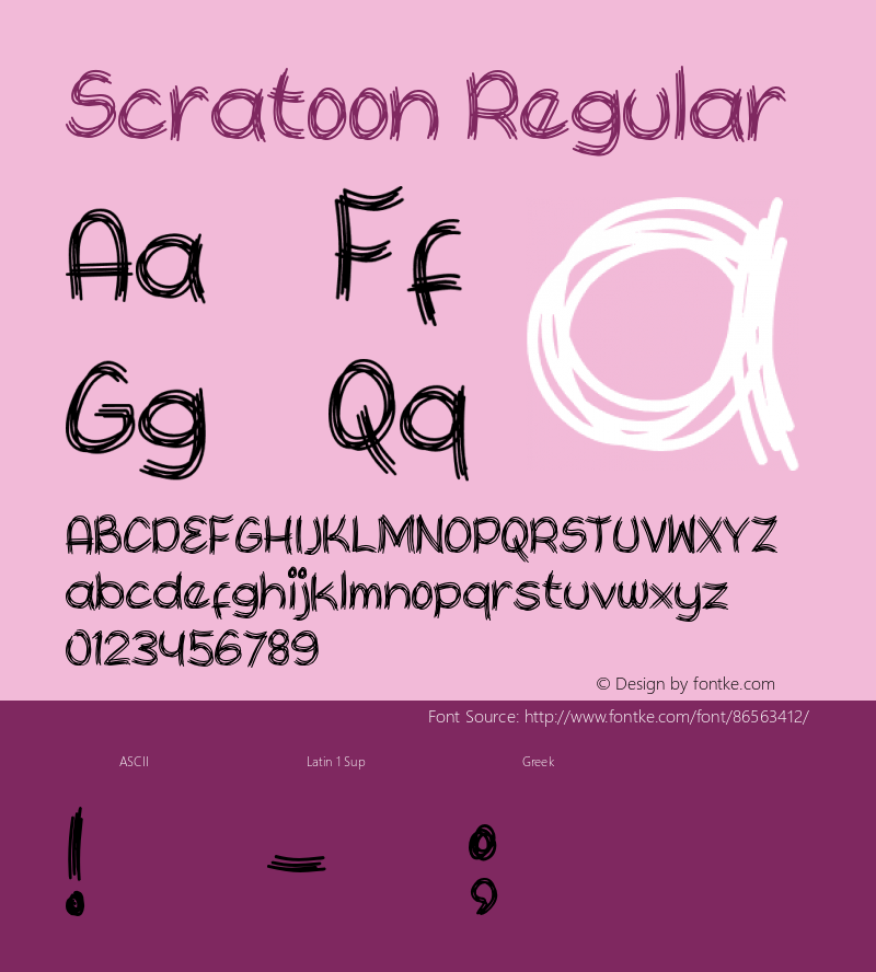 Scratoon Version 1.00;October 8, 2020;FontCreator 13.0.0.2681 64-bit图片样张