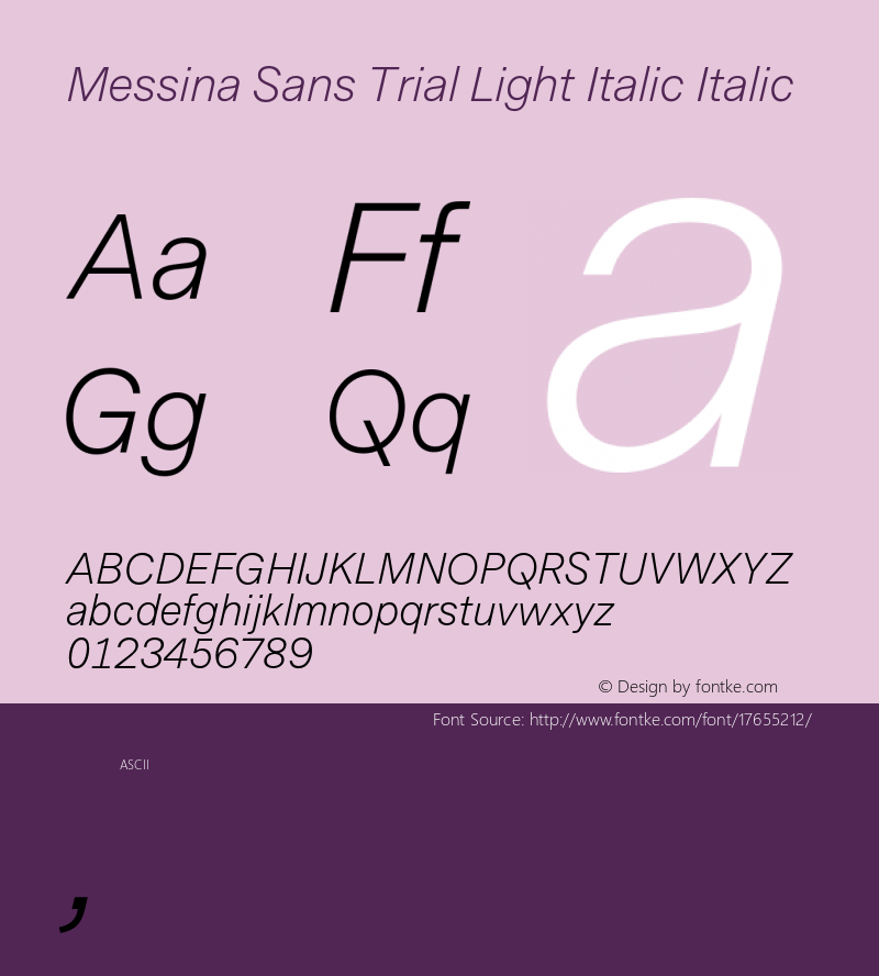 Messina Sans Trial Light Italic Italic Version 3.000;PS 003.000;hotconv 1.0.88;makeotf.lib2.5.64775图片样张