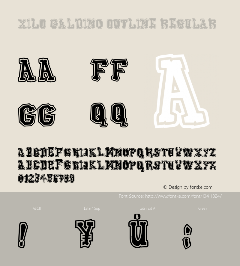 Xilo Galdino Outline Regular Version 1.00 September 14, 2010, initial release图片样张