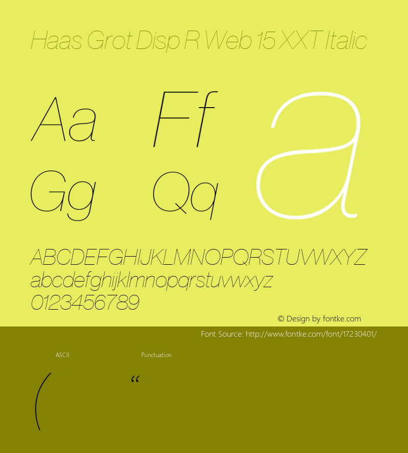 Haas Grot Disp R Web 15 XXT Italic Version 001.000 2011图片样张