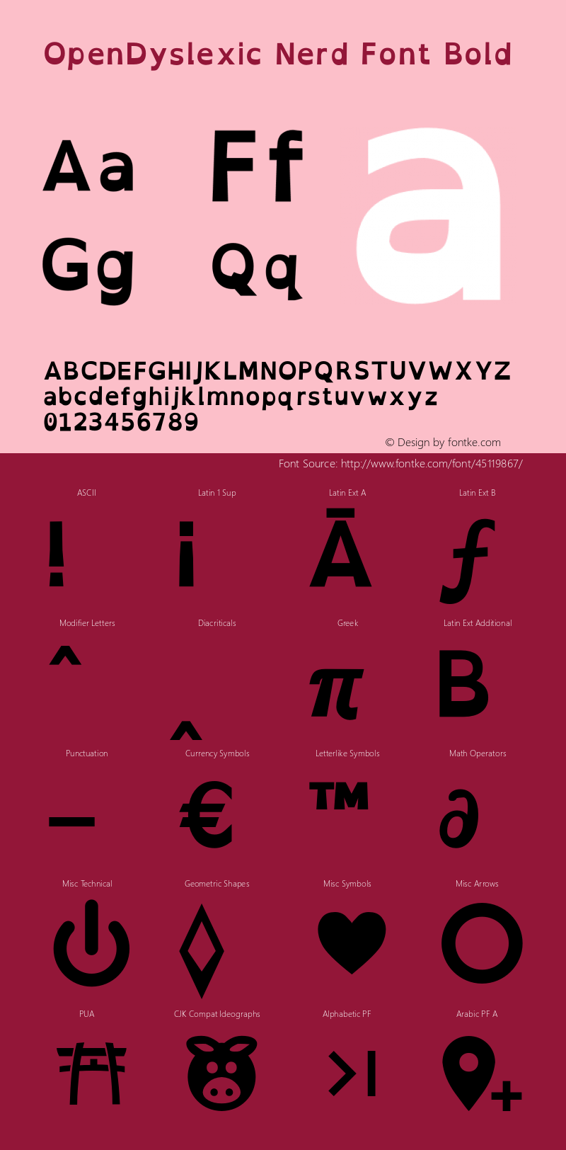 OpenDyslexic Bold Nerd Font Complete Version 2.001;PS 002.001;hotconv 1.0.70;makeotf.lib2.5.58329图片样张