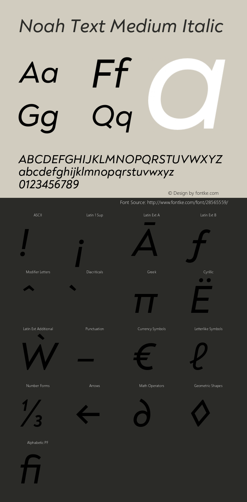 Noah Text Medium Italic Version 1.000;PS 001.000;hotconv 1.0.88;makeotf.lib2.5.64775图片样张