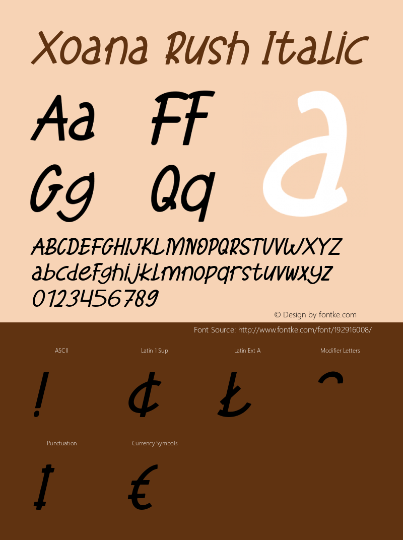 Xoana Rush Italic Version 1.00;October 5, 2021;FontCreator 13.0.0.2683 64-bit图片样张