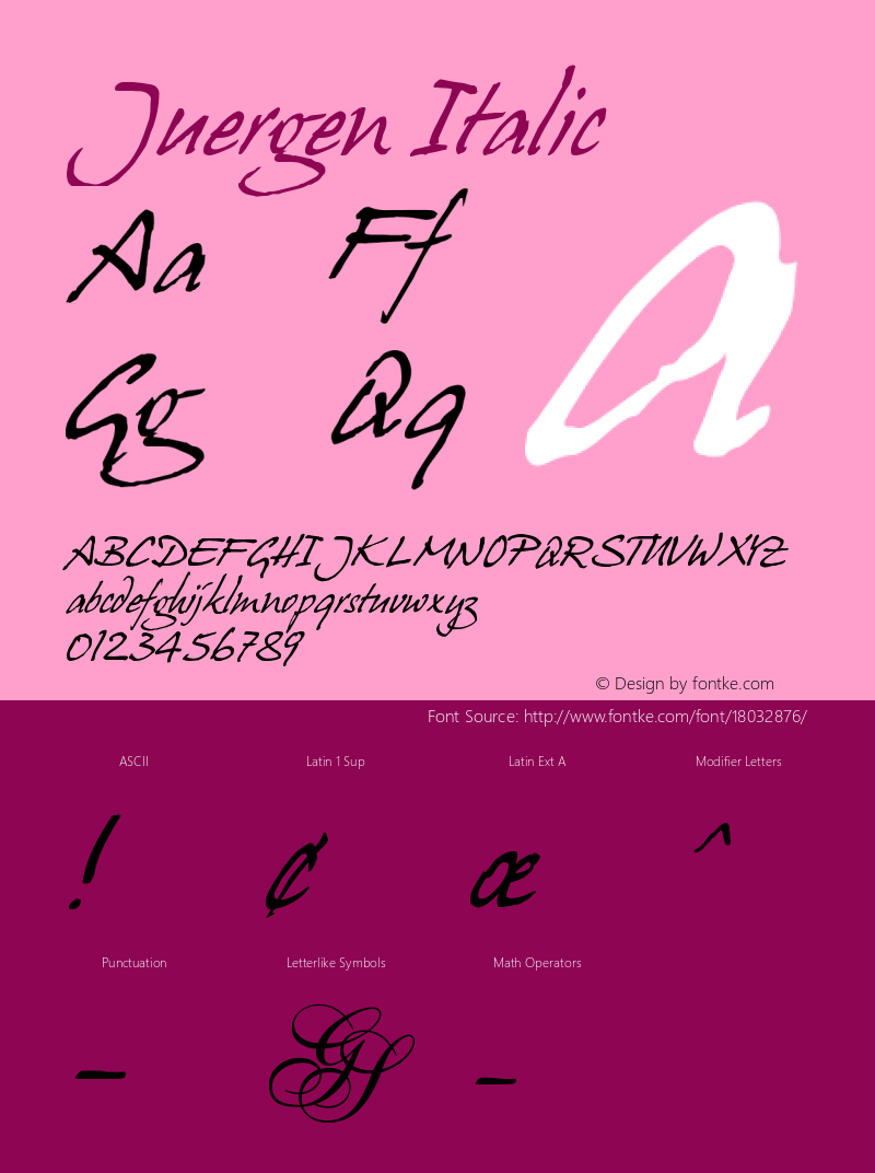 Juergen Italic Version 2.2; 1999图片样张