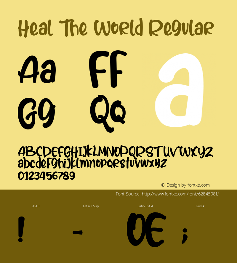 Heal The World Version 1.00;April 23, 2020;FontCreator 12.0.0.2567 64-bit图片样张