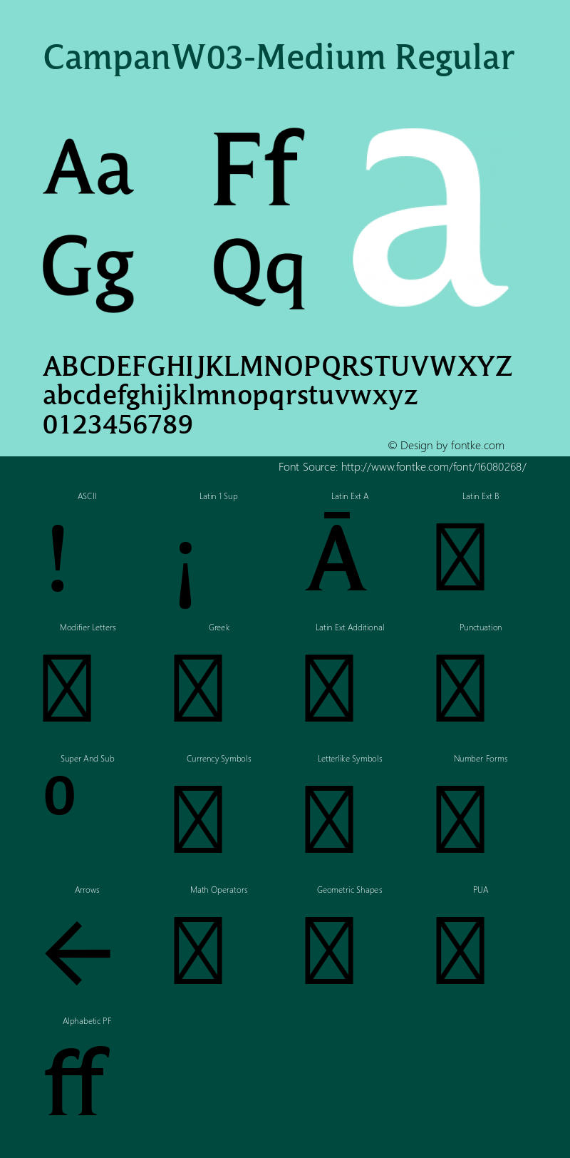 CampanW03-Medium Regular Version 1.00图片样张