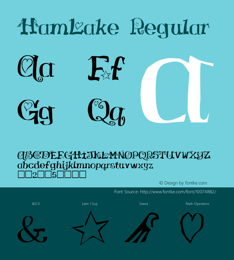HamLake Regular Altsys Fontographer 3.5  12/14/97图片样张