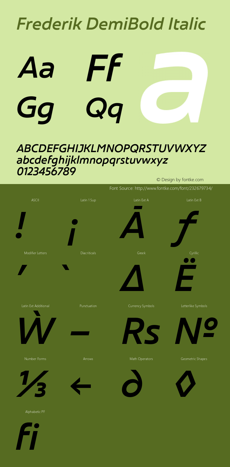 Frederik DemiBold Italic Version 001.000 February 2019图片样张