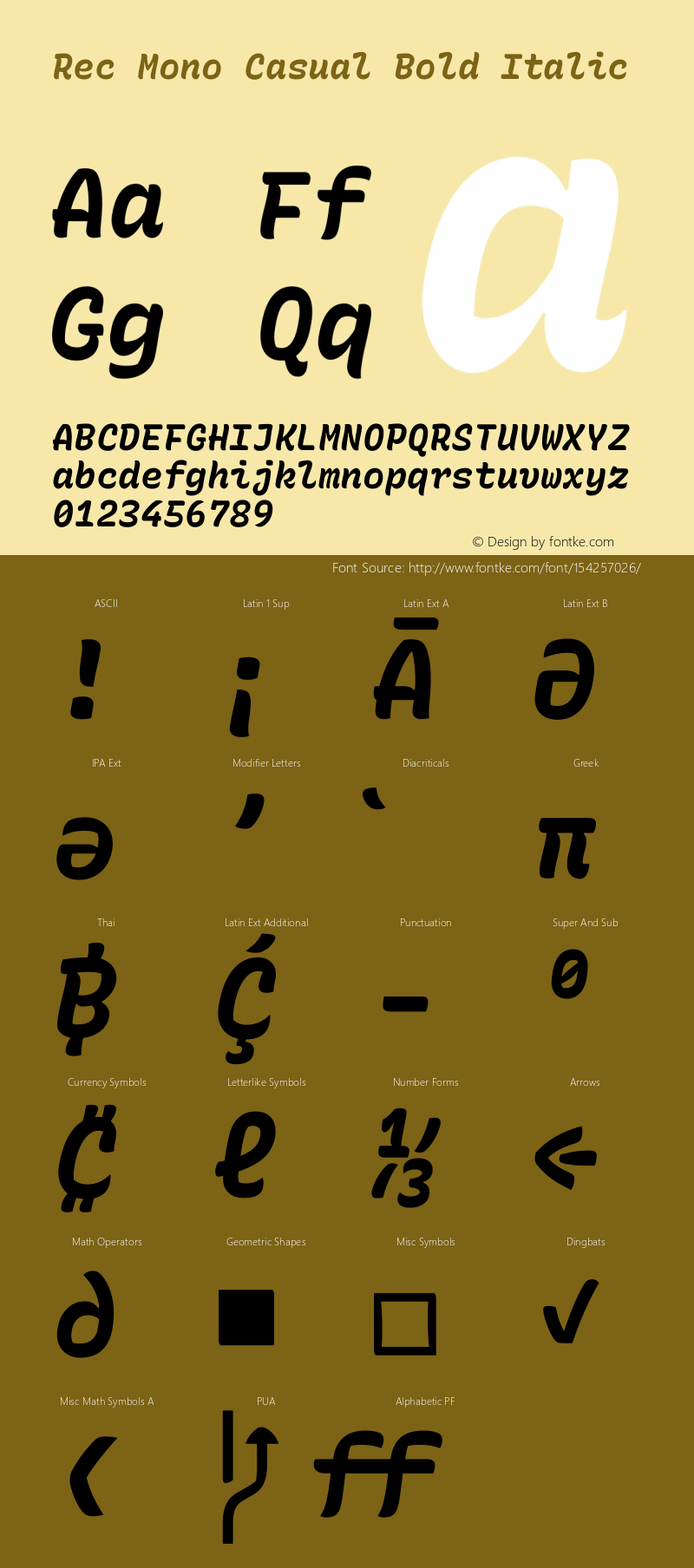 Rec Mono Casual Bold Italic Version 1.066图片样张