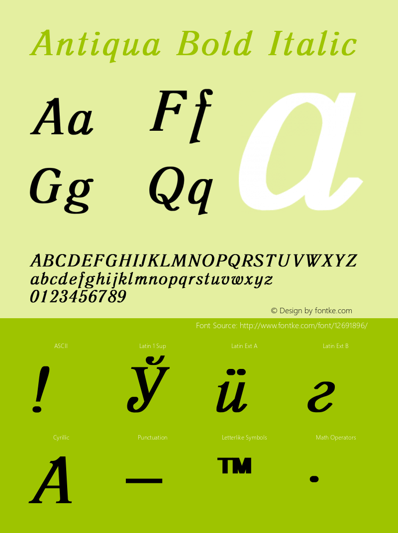 Antiqua Bold Italic Converted from t:\ANTIQUA1.BF1 by ALLTYPE图片样张