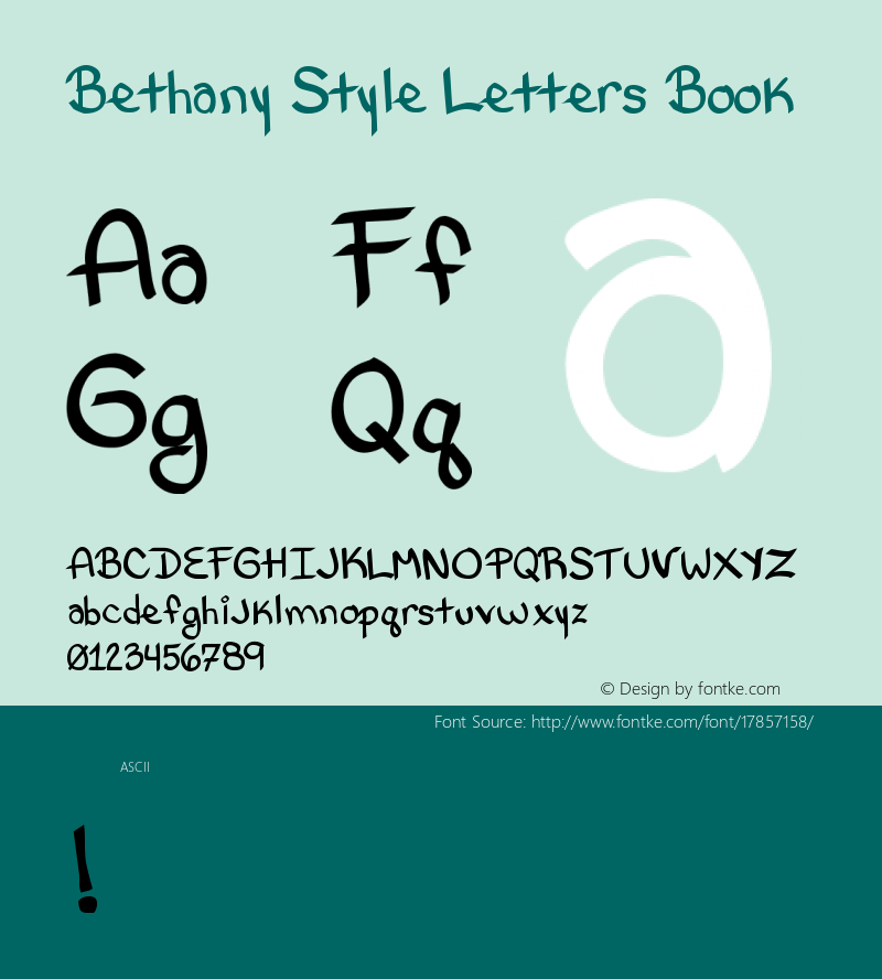 Bethany Style Letters Book Version Fontographer 4.7 5/5图片样张