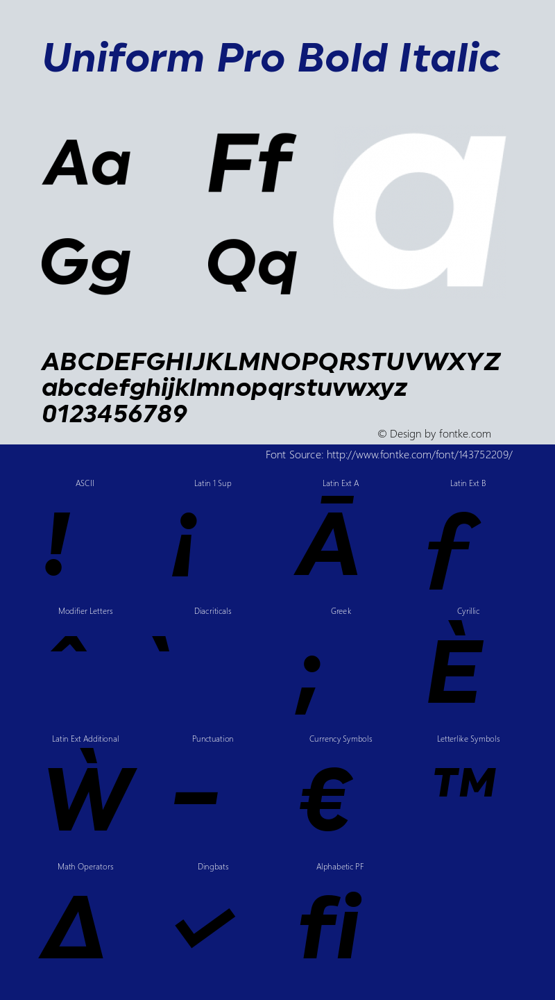 Uniform Pro Bold Italic 1.000图片样张