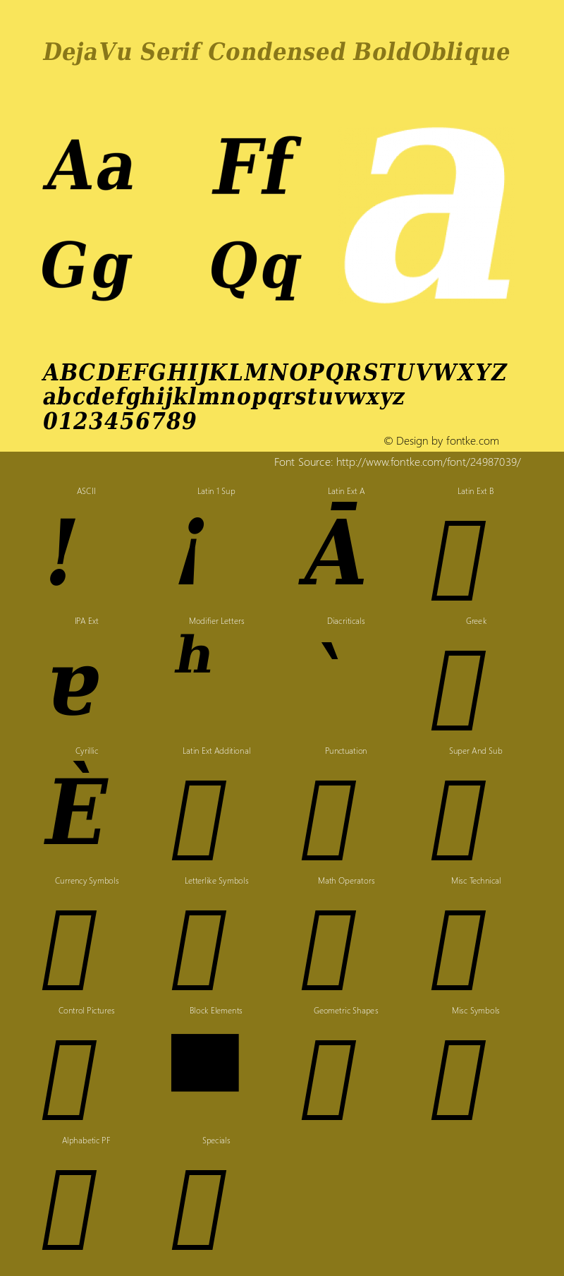 DejaVu Serif Condensed Bold Oblique Version 1.15图片样张