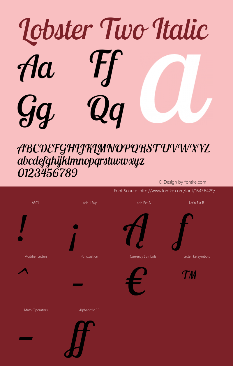 Lobster Two Italic Version 1.006图片样张