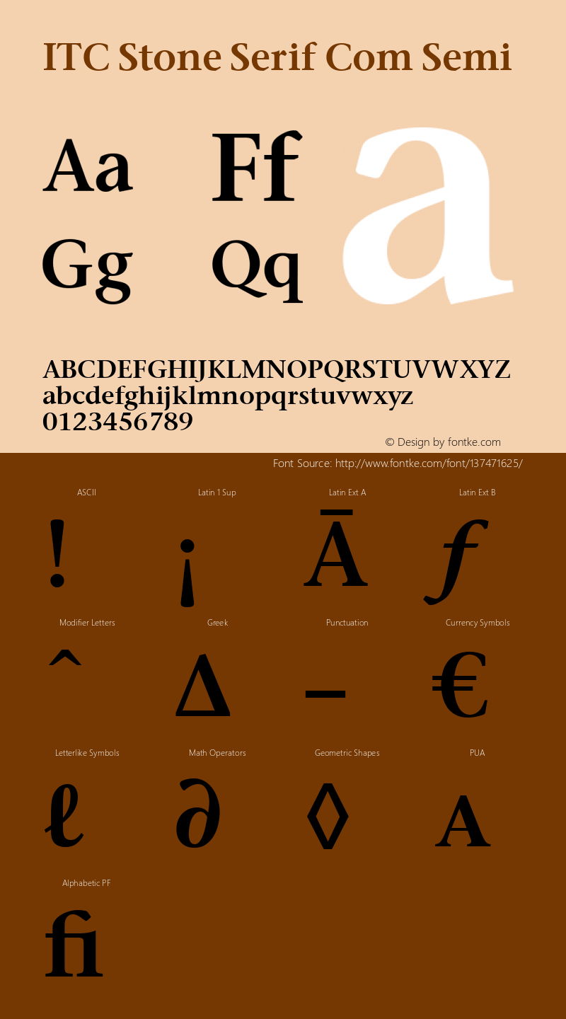 ITC Stone Serif Com Semi Version 1.01图片样张