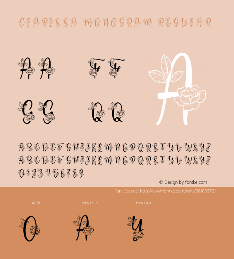 Clarissa Monogram Version 1.00;June 21, 2020;FontCreator 12.0.0.2567 32-bit图片样张
