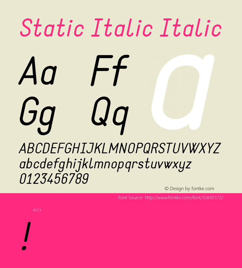 Static Italic Italic Version 1.000; ttfautohint (v1.4.1)图片样张