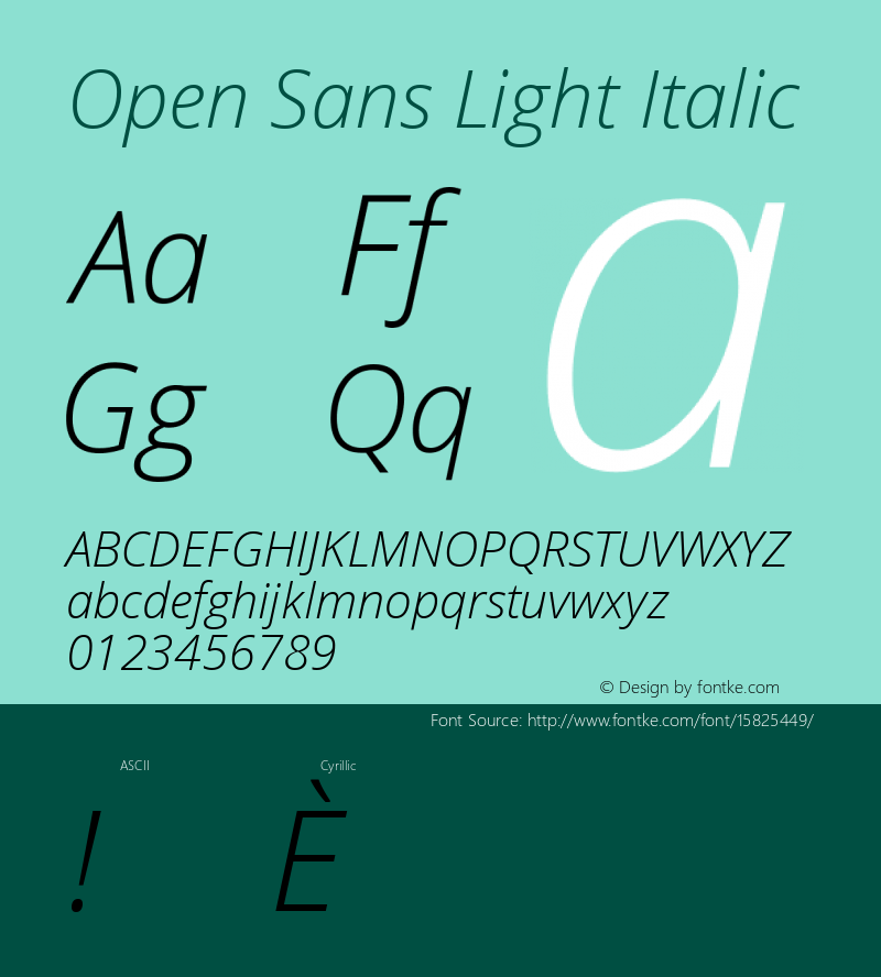 Open Sans Light Italic Version 1.10; ttfautohint (v1.4.1)图片样张