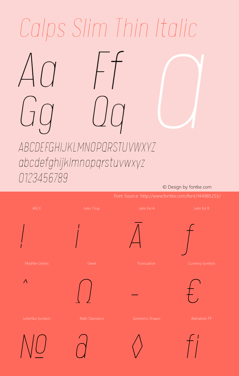 Calps Slim Thin Italic Version 1.000图片样张