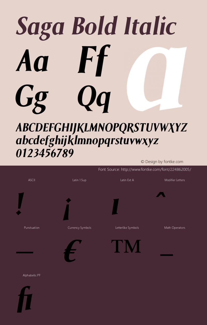 Saga Bold Italic Version 1.00图片样张