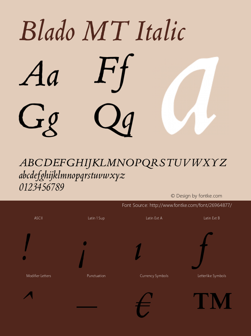 Blado MT Italic Version 2.02图片样张