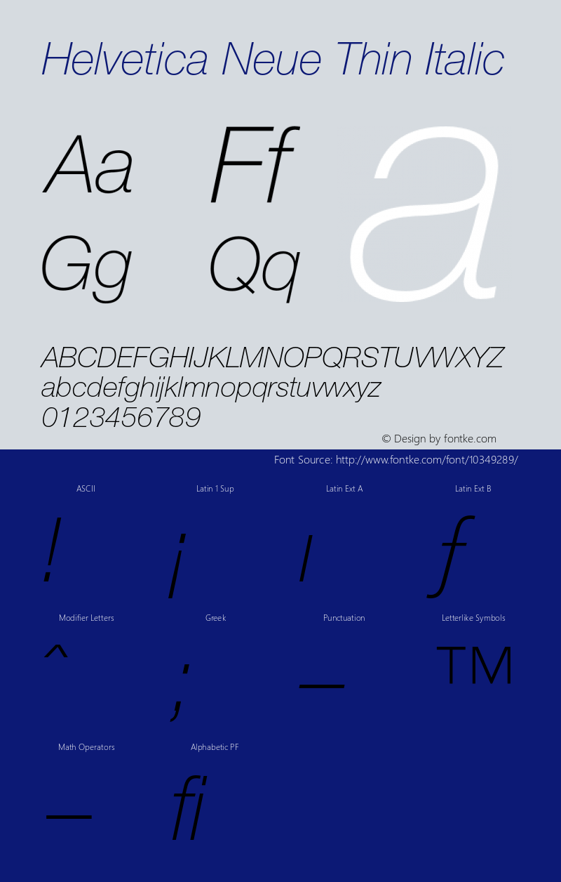 Helvetica Neue Thin Italic 001.001图片样张